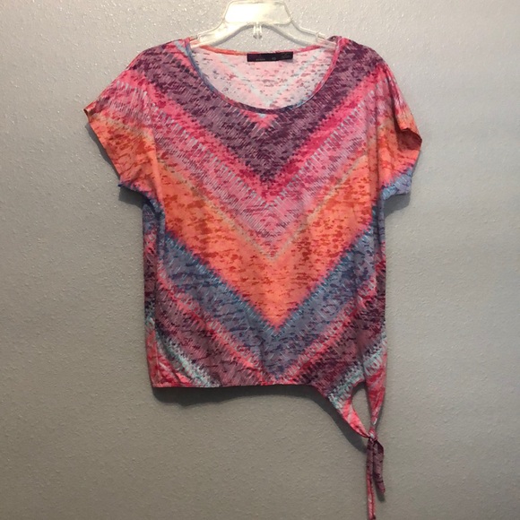 Prana flora top Women's XS Organic cotton short sleeve blouse tie dye shirt EUC - Picture 1 of 11